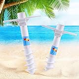 Ohuhu Beach Umbrella Sand Anchor Stand Holder with 5-Tier Screw, One Size Fits All Safe for Strong Wind, 2 Pack