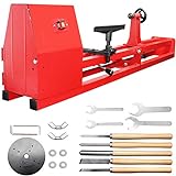 HAowosi Upgraded Wood Lathe 14' x 40', Power Wood Turning Lathe Adjustable 4 Speed 1100/1600/2300/3400RPM, Benchtop Mini Wood Lathe with 5 Chisels for Woodworking
