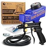 LE LEMATEC Sand Blaster Gun Kit for Air Compressor, Paint/Rust Remover for Metal, Wood, Cabinet & Glass Etching, 150 PSI Continuous Blasting Media for Aluminum, Sand, and Soda Blaster Jobs, Portable.