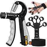 Hand Grip Strengthener - Adjustable Hand Exerciser and Finger Stretcher - Grip Strength Trainer for Muscle Building, Hand Therapy and Recovery - Relieve Pain for Arthritis, Carpal Tunnel