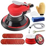 ZFE Random Orbital Sander 5' & 6' Pneumatic Palm Sander with Extra 5' Backing Plate, Sponge Polishing Pads, Sandpapers Low Vibration and Heavy Duty for Wood, Composites, Metal