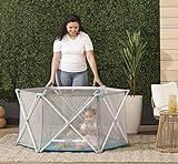 Regalo My Portable Play Yard Indoor and Outdoor, Washable, White/Gray/Teal, 6-Panel