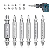 Damaged Screw Extractor Set- 6Pcs Double Head Drills with Storage Box, Screw Extractor Kit Made of Authentic 4341 Steel, Premium Stripped Screw Removal Tool for Easy Removal Rusted hardware- Samest