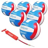 GoSports Soft Touch Recreational Volleyball,Regulation Size for Indoor or Outdoor Play,Includes Ball Pump (Pack of 6)