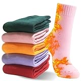 VoJoPi Thermal Socks Women Thick Wool Socks 5-10 Warm Winter Crew Calf Boot Socks, Colorful, 5 Pairs