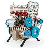 DjuiinoStar Vehicle Engine Model Assembly Kit (300+ Pieces Components, 5 Hours Assembly Time), Four-Stroke Straight-Four Gas Engine Working Model, 4 Cylinder Engine Kit DM13-1