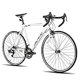 Hiland 700c Road Bike, Racing Bike City Commuting Road Bicycle with 14 Speeds Drivetrain 55cm White