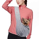 MRELEC Small Cat Pet-Dog-Carrier-Sling-Backpack Front Pack Purse Puppy Shoulder Bag Snuggle Dog Travel Pouch Outdoor Riding Tote for Men Girl (Adjustable Grey)