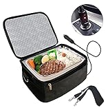 Portable Oven 12V Personal Food Warmer,Car Heating Lunch Box,Electric Slow Cooker For Meals Reheating & Raw Food Cooking for Road Trip/Office Work/Picnic/Camping/Family gathering(12V) (Black)