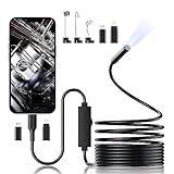 Endoscope Camera with Light, 1920P HD Borescope Inspection Snake Camera with 8 Adjustable LED Lights, and 16.4FT Semi-Rigid Cord，7.9mm IP67 Waterproof Inspection Camera for Android and iOS
