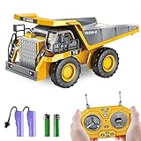 Dwi Dowellin Remote Control Dump Truck Toys for Boys 4-7,Construction Rc car with Metal Bed Lights/Sounds for Kids Age 8-12 Year Old,Ideal for Boys Age 3+