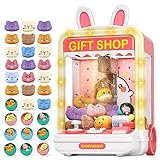 AIQI Kids Claw Machine, Mini Candy Vending Grabber, Prize Dispenser Toys for Girls and Boys, Electronic Claw Game Machine for Party Birthdays with Lights Sound, Includes 20 Plush and 10 Mini Toys
