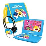 DP AUDIO Pinkfong Baby Shark 9'' Portable DVD Player for Kids with Matching Headphones and Carrying Bag, Compatible with CDs, DVDs, USB and SD Card, Swivel Screen