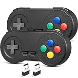 (2 Pack) 2.4GHz Wireless USB SNES Style Controller Compatible with Super Retro Games, iNNEXT Game pad for Windows PC MAC Linux Raspberry Pi Emulator [Rechargeable] [Plug & Play]