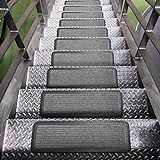 Indoor/Outdoor Hose-Wash Striped Design Non-Slip Rubber 10' x 30' Modern Stair Treads for Stairs, Garage, Patio, 5 Pack, Gray
