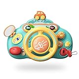 sesil Baby Toys 6 to 12 Months Kids Electric Musical Steering Wheel Simulation Toy with Velcro Strap Baby Car Seat Toys & Stroller Toys 1 Year Old Boy Girl Gifts Learning Toys
