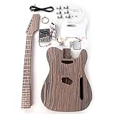 Fojill Canadian maple Neck DIY Electric Guitar Kit unfinished Mahogany Body Maple Rosewood Fingerboard Fretboard All Parts Included (TL Zebrawood)
