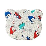 TRURENDI Baby Head Shaping Pillow Breathable Cartoon Bed Sleeping Pillow for Newborn Flat Head Prevention Head Support (Car Gray, 25cm*20.5cm)
