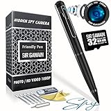 [Upgraded 2023] Mini Spy Camera Hidden Camera Pen Black 1080p & 32GB SD Card - Small Nanny Cam Spy Pen Camera Full HD Video or Picture Taking - Secret Camera with Wide Angle Lens, Rechargeable