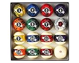 JAPER BEES Billiard Ball Marble Dark 2-1/4' Regulation Size&Weight Complete 16balls