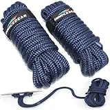 INNOCEDEAR 2 Pack Premium Navy Blue Dock Lines - 15' / 25'/35' with Eyelet.Double Braided Nylon Dock Line/Mooring Lines.Hi-Performance Marine Boats Ropes