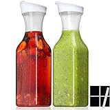 Tomnk 2pcs 50oz Water Carafe with Clamshell, Clear Juice Container, Square Plastic Jug Suitable for Water, Cold tea, Juice, Sparkling Wine, Milk, Cold Brew, Mimosa Bar and Other Drinks