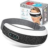 SereneLife Stress Therapy Electric Eye Massager, Vibration Massage Eye Relief, Wireless Digital Mask Machine w/Soothing Music and Relaxing Heat Compress, Built-in Battery & Adjustable Elastic Band