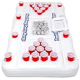 GoPong Original Pool Party Barge Floating Beer Pong Table with Cooler, White, 6-Feet, PB-01