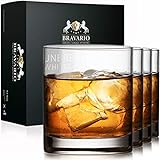 Bravario Unbreakable Tritan Plastic Whiskey Glasses | Shatterproof Double Rocks | Dishwasher-Safe | BPA-free | Perfect for Cocktail Bourbon | 12.5 oz, Set of 4