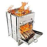 Lixada Camping Wood Stove Folding Stainless Steel Stove Grill Portable Backpacking Stove Alcohol Burn Stove with BBQ Grill Storage Bag (Type1)