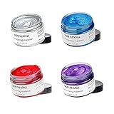 4 Colors Temporary Hair Color Wax Silver Grey Purple Red Blue Natural Hairstyle Cream Professional Coloring Mud for Men Women Kids Party Cosplay Date Halloween