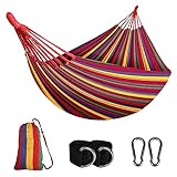 SZHLUX Double Hammock,Cotton Hammock Portable Hammock with Carry Bag，Perfect Camping Outdoor/Indoor Patio Backyard, Red