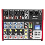 PYLE, Sound 6 Channel Bluetooth Compatible Professional Portable Digital Dj Console w/USB Mixer Audio Interface-Mixing Boards for Studio Recording-PylePro PMXU68BT, Red