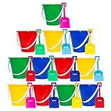 Holady 12 Pack 5'' Inch Sand Beach Buckets Pail with Beach Shovels,Sand Bucket Water Bucket for Beach Fun Great Summer Party Accessory