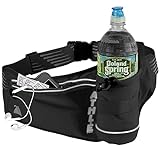 Athle Sport Running Fanny Pack with Water Bottle Holder - Adjustable Running Belt With Water Bottle Holder and Pouch - One Size Fits All Travel Fanny Pack - Fit all phones - Black