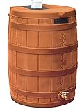 Good Ideas Rain Wizard 50 Gallon Plastic Rain Barrel for Outdoor Rainwater Collection and Storage Features a Metal Spigot and Flat Back Design, Terra Cotta