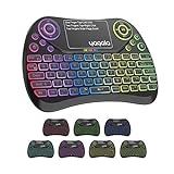 Sidiwen Backlit Mini Wireless Keyboard with Touchpad and Mouse, 2.4GHz Rechargeable, Remote Control with QWERTY Keypad for Android TV Box, iPTV, Xbox, TV, Projector, Raspberry pi, USB Devices, etc