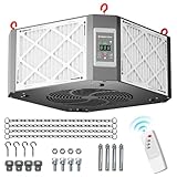 ABESTORM 360 Degree Intake Air Filtration System Work Shop,1350 CFM Hanging Air Filter Built-in Ionizer with Strong Vortex Fan for Woodworking Shop,Garage, up to 1700 sq. ft, DecDust 1350IG Gray