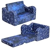 MOMCAYWEX Constellation Kids Sofa, 2-in-1 Kids Couch Fold Out, Convertible Sofa to Bed for Girls and Boys