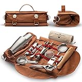 Travel Bartender Kit Bag | Professional 17-piece Copper Bar Tool Set with Portable Bar Bag and Shoulder Strap for Easy Carry and Storage | Best Travel Bar Set for Home Cocktail Making, Work, Parties