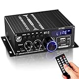Facmogu AK380 Max 200Wx2 Mini Audio Power Amplifier, RMS 40Wx2 2.0 CH Bluetooth Receiver Speaker Amp with 12V 5A Power Supply, Bass & Treble Control Music Player Sound Amplifier for Car Home Garage