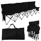 Yaheetech 6 Seats Foldable Sideline Bench for Sports Team Portable Camping Folding Bench Chairs with Carry Bag, Black