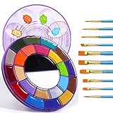 BOBISUKA Face Painting Kit 24 Colors Rotation Face Body Paint Palette + 10 Blue Professional Artist Brushes SFX Neon Makeup Oil Based Great for Halloween Parties Costume Cosplay Festivals Stage