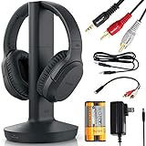 SONY Wireless Headphones for TV Watching (WHRF400R) with Transmitter Dock (TMRRF400) – 6-ft 3.5mm Stereo + NeeGo RCA Plug Y-Adapter