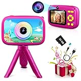 Kids Camera Toys for Girls, 2.4' Screen 1080P FHD Toddler Kid Digital Selfie Camera with Time Lapse, Toys for 3 4 5 6 7 8 9 10 Year Old Girl, Christmas Birthday Gifts for Girls with 32GB SD Card - Red
