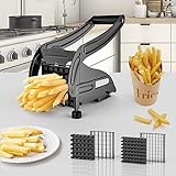 Commercial French Fry Cutter, French Fry Cutter For Potatoes With 2 Blade,Potato Slicer for French Fries Vegetable Carrots Cucumbers Cutter