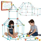 Fort Building Kit Play Tent for Kids ,135pcs DIY Construction STEM Toys Creative Castles Play Tent Tunnels Rocket Tower Indoor and Outdoor Playhouse Gifts for 4-12 Years Old Boys and Girls