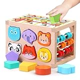 Montessori Toys for 1 2 Years Old, Wooden Montessori Shape Sorter Toys with Wooden Animal Shape Sorting,Gifts for 6-12-18 Months Baby, Boy,Girls,Toddlers,Developmental Learning Toys for Kids