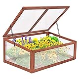 Giantex Garden Portable Wooden Green House Cold Frame Raised Plants Bed Protection (39.5'X25'X15')