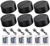 VANSIHO16 Colors 3D LED Night Light Base fit for DIY 3D Illusion Pattern on Acrylic Blanks,6sets 3D Night lamp Base with Remote Control USB Cable for Room/Shop/Office (6PACK)